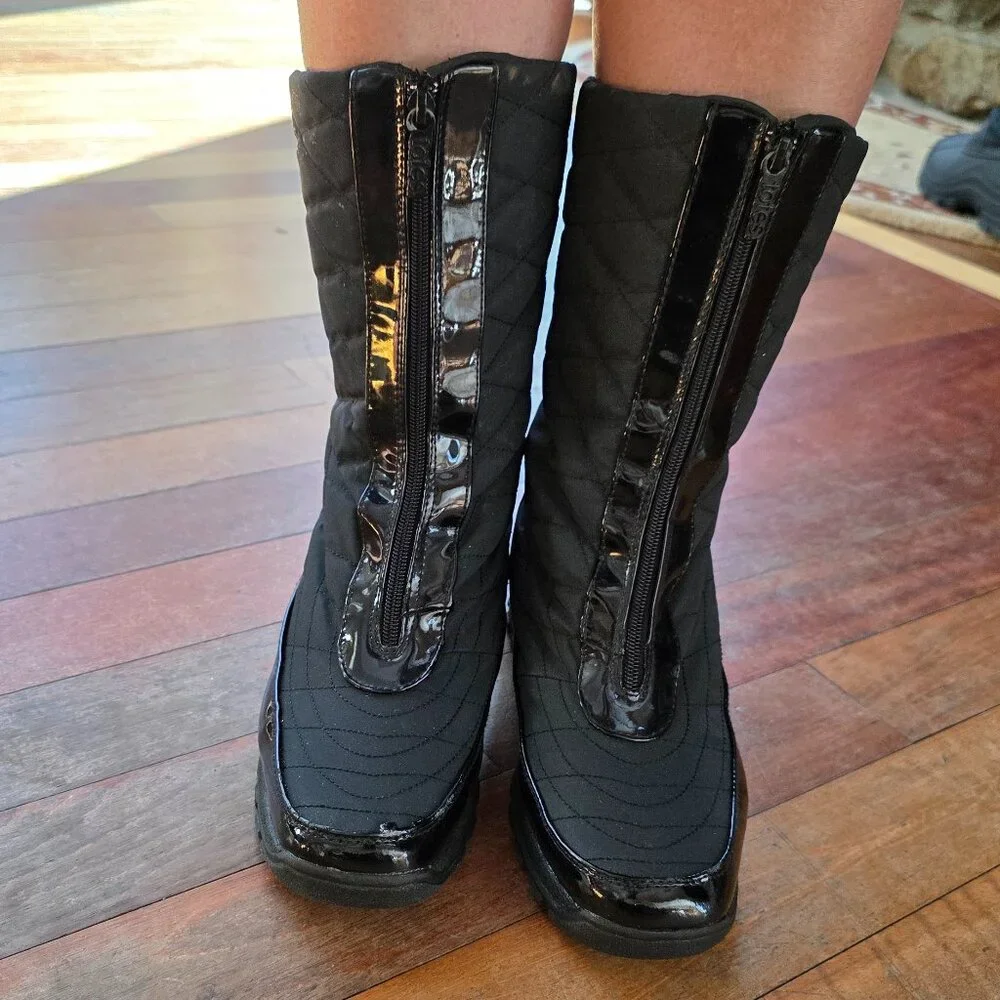 Totes Black Front Zip-Up All Weather Boots Size 10